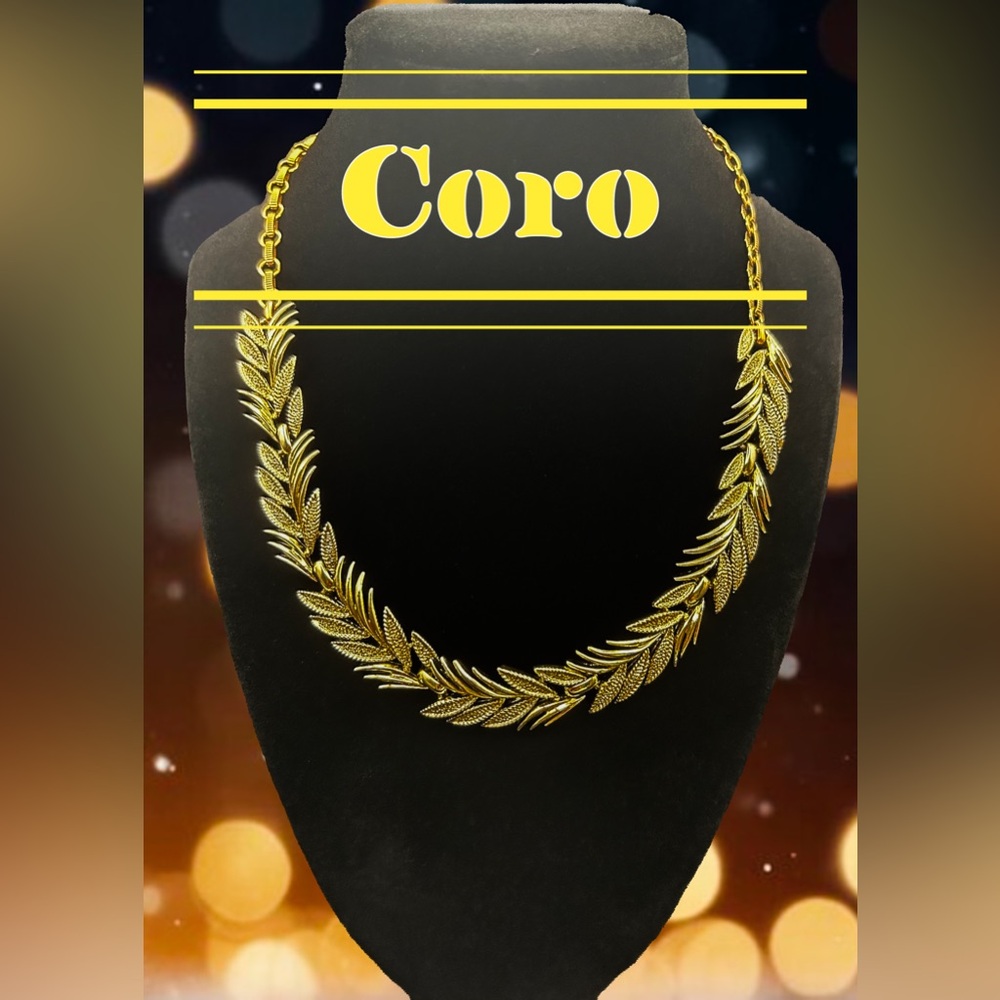 Coro Gold-Tone Leaf Necklace